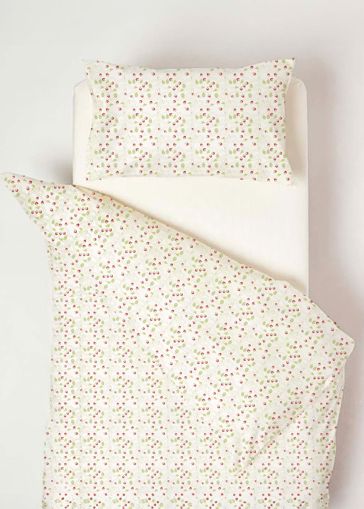 ORGANIC Twin Duvet Cover and Pillowcase - “Bird and Corn”