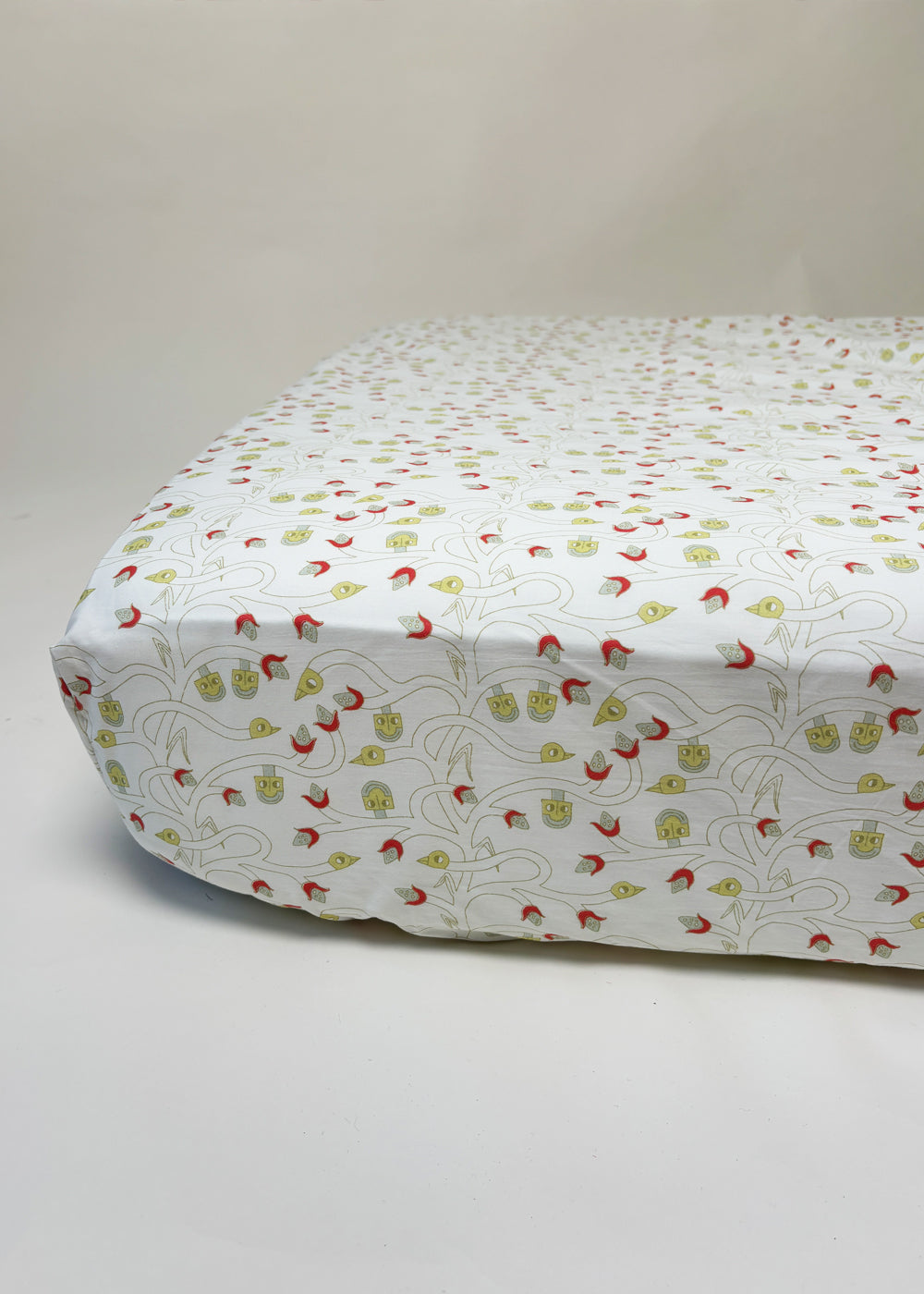 ORGANIC Crib Fitted Sheet - “Bird and Corn”