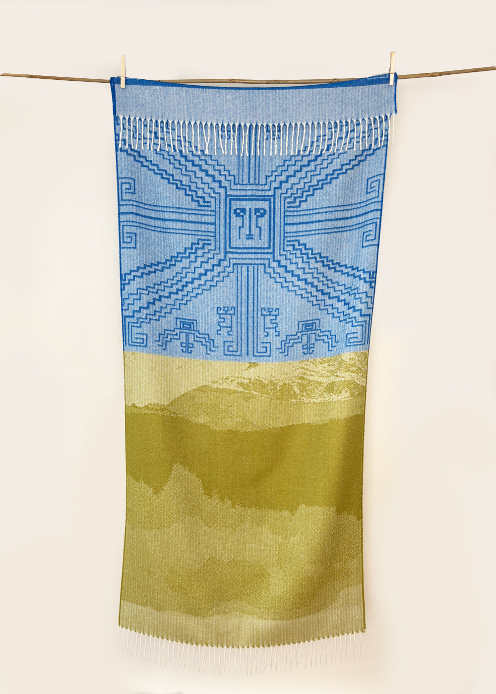 SAMPLE SHAWL - Baby Alpaca Royal Blue / Moss