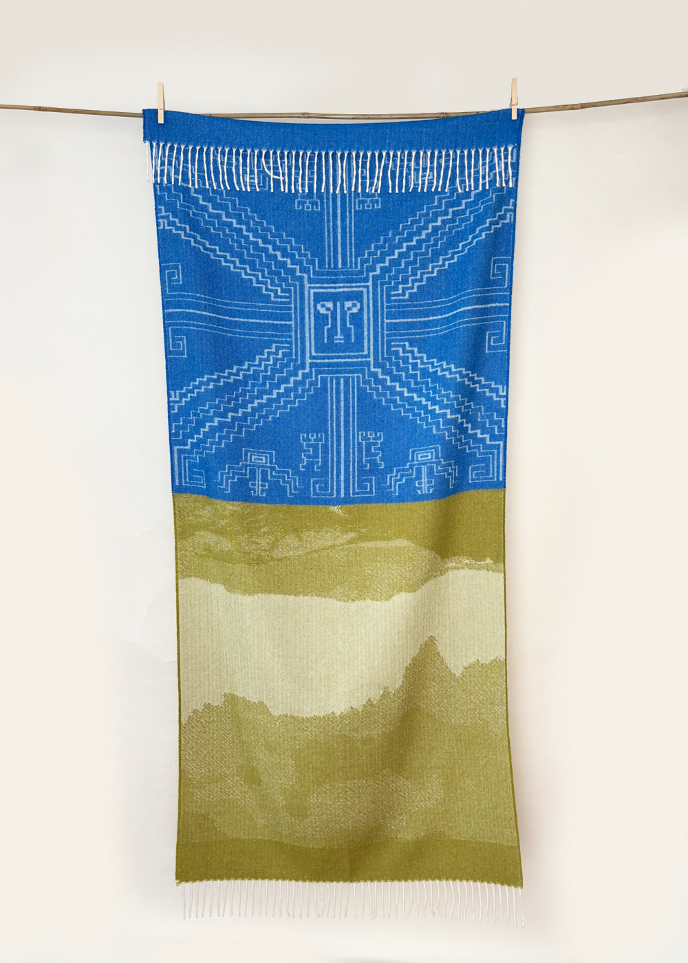 SAMPLE SHAWL - Baby Alpaca Royal Blue / Moss