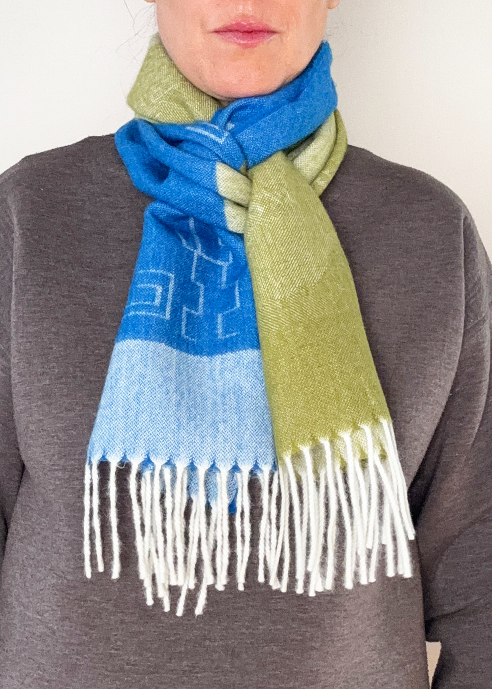 SAMPLE SCARF - Baby Alpaca Royal Blue / Moss Green