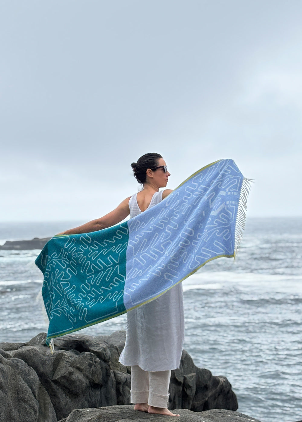 SHAWL - Baby Alpaca DUO BLUE