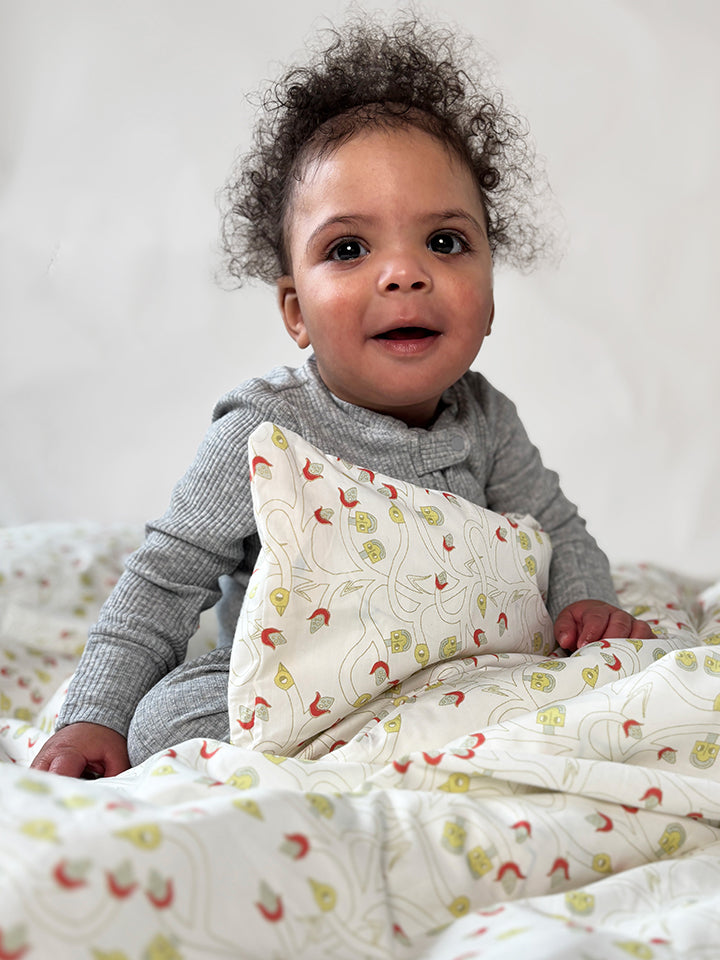 ORGANIC Crib Duvet Cover - “Bird and Corn”